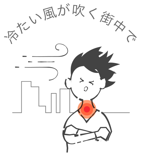 空っ風が吹く街中で